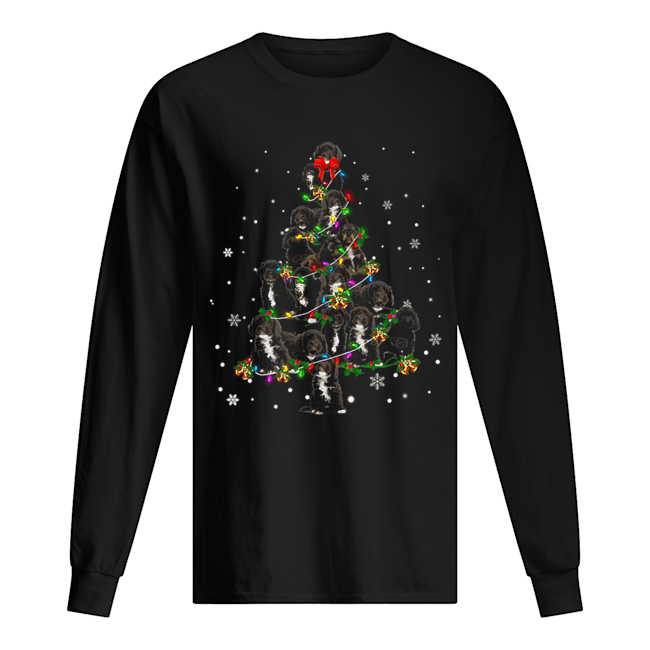 Black Cockapoo Christmas Tree T-Shirt Long Sleeved T-shirt 