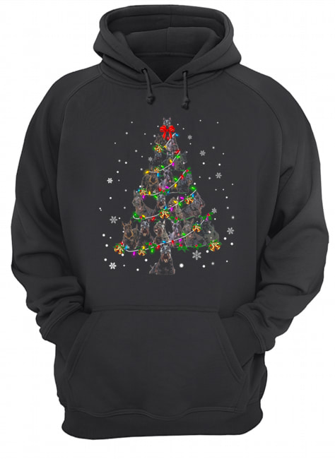 Black Scottie Christmas Tree T-Shirt Unisex Hoodie