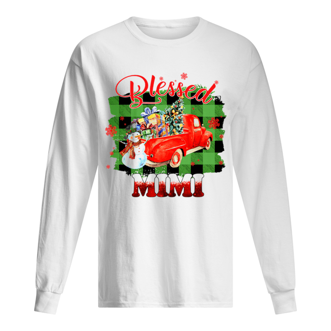 Blessed Mimi Christmas Truck Snowman T-Shirt Long Sleeved T-shirt 