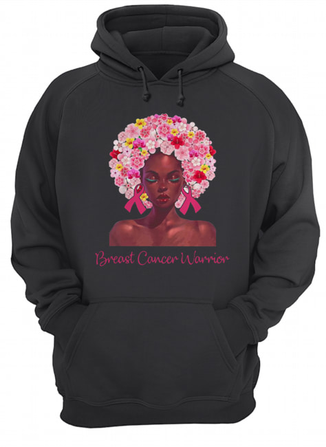 Breast Cancer Warrior black women floral hair Unisex Hoodie