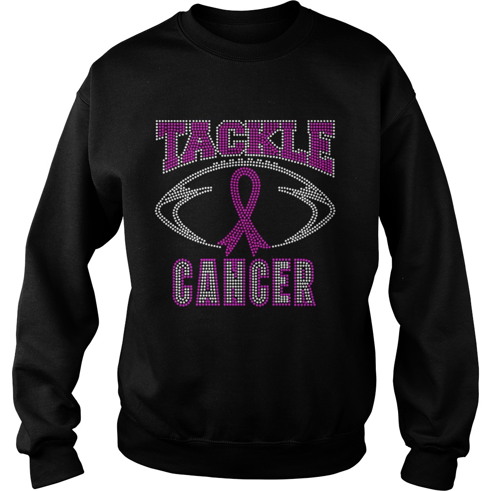 Breast cancer awareness rhinestone tackle football Sweatshirt