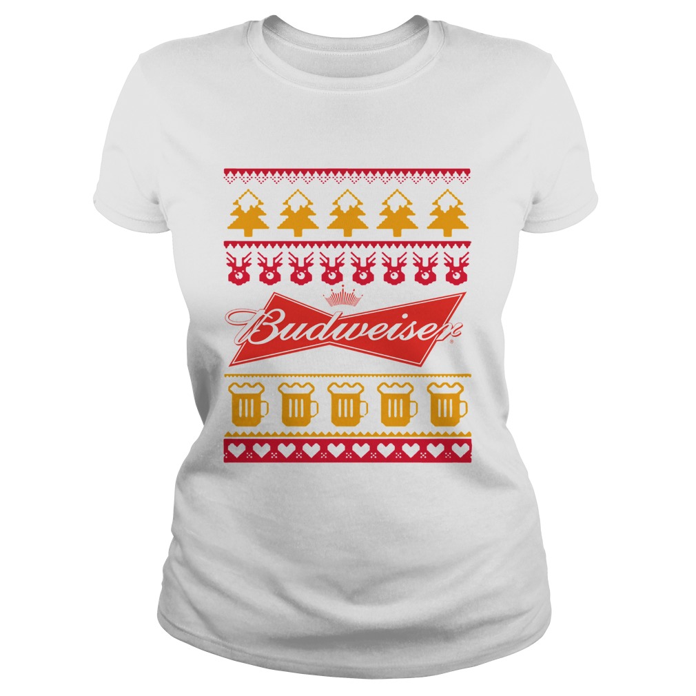 Budweiser Christmas TShirt Classic Ladies