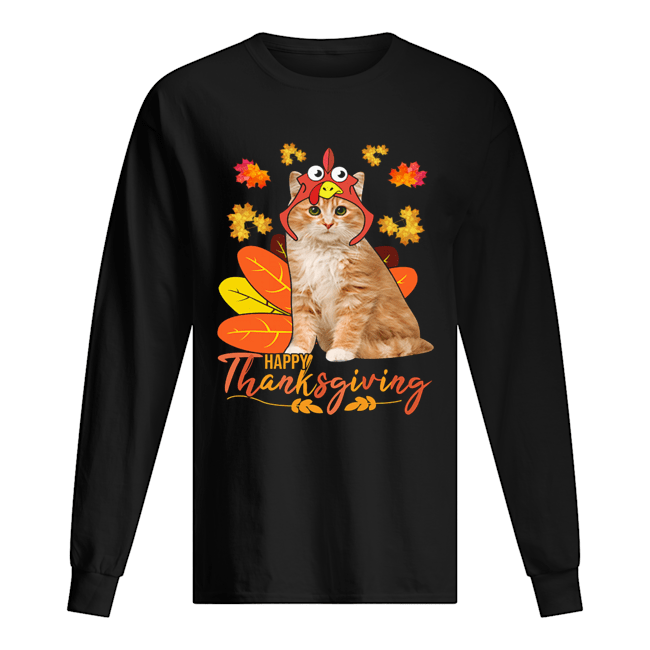 Cat Happy ThanksGiving Funny Cat Lover Gift T-Shirt Long Sleeved T-shirt 