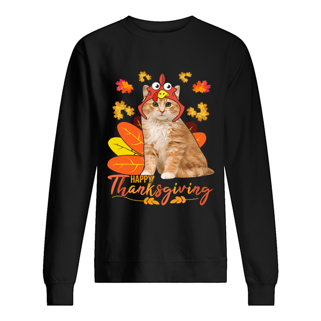 Cat Happy ThanksGiving Funny Cat Lover Gift T-Shirt Unisex Sweatshirt