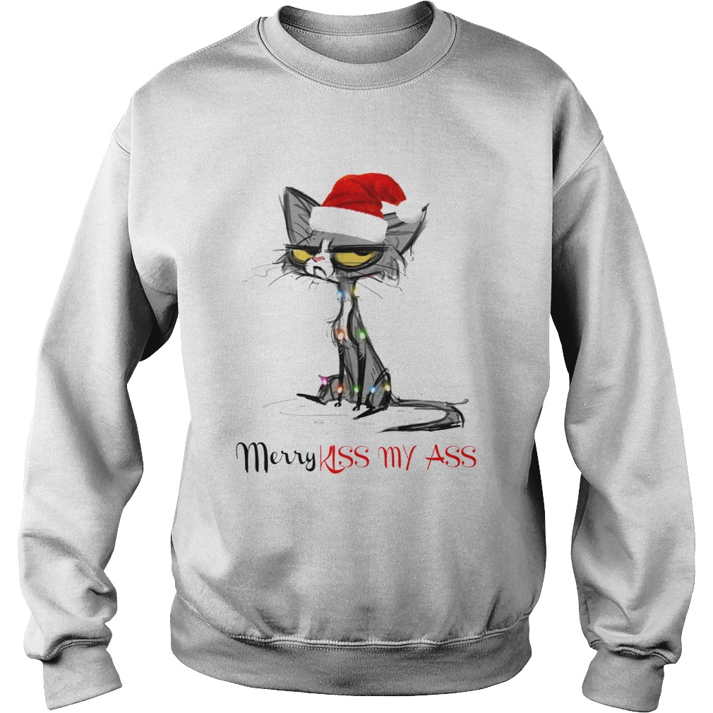 Cat Merry Kissmyass Christmas Sweatshirt