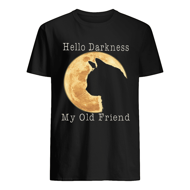 Cat moon Hello darkness my old friend shirt
