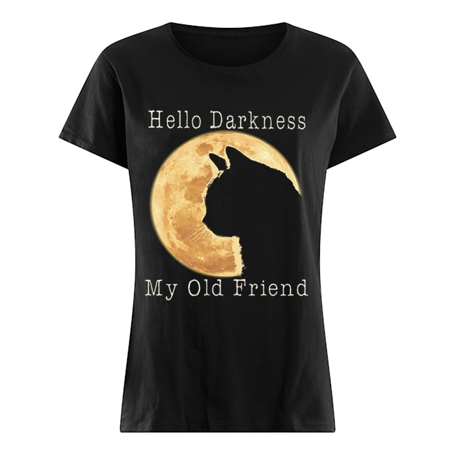 Cat moon Hello darkness my old friend Classic Women's T-shirt