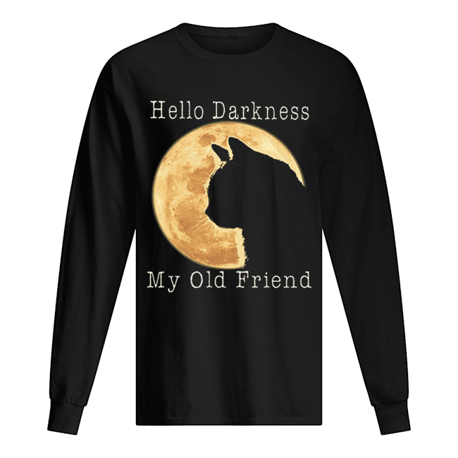 Cat moon Hello darkness my old friend Long Sleeved T-shirt 