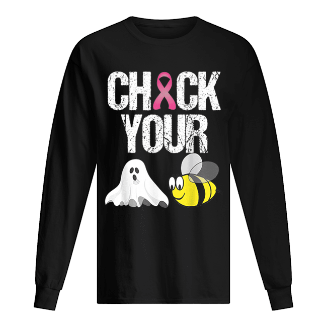 Check Your Boo Bees Funny Breast Cancer Halloween Long Sleeved T-shirt 