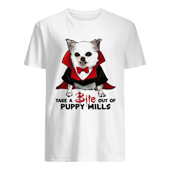 Chihuahua take a bite out of puppy mills shirt
