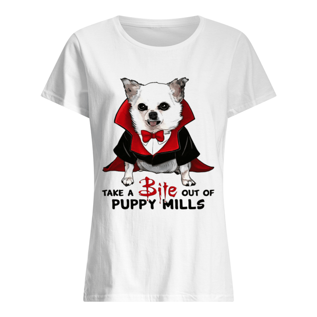 Chihuahua take a bite out of puppy mills Classic Women's T-shirt