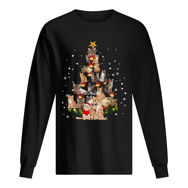 Christmas Cat Tree Funny Cat Lover Gift T-Shirt Long Sleeved T-shirt 
