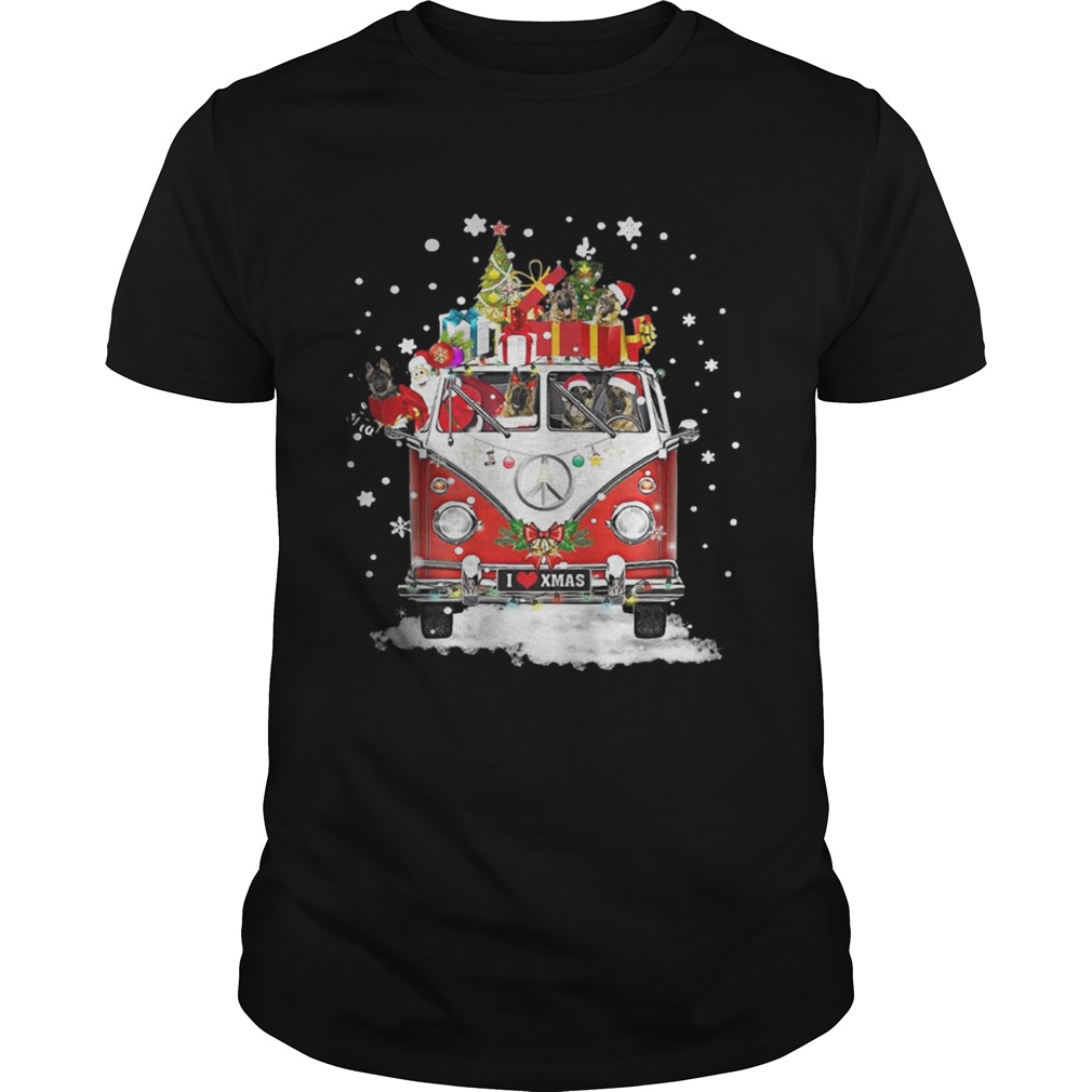 Christmas Hippie Car German Shepherd Shirt