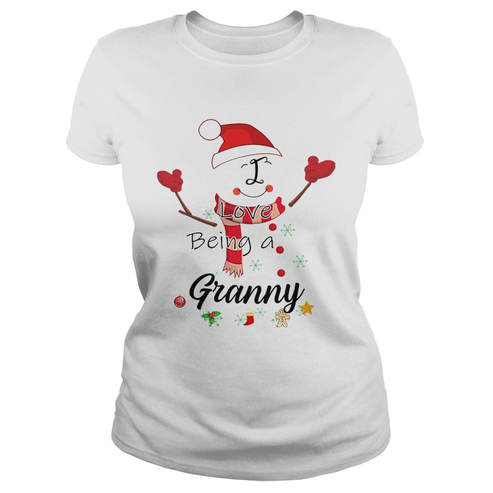 Christmas I Love Being A Granny Snowman TShirt Classic Ladies