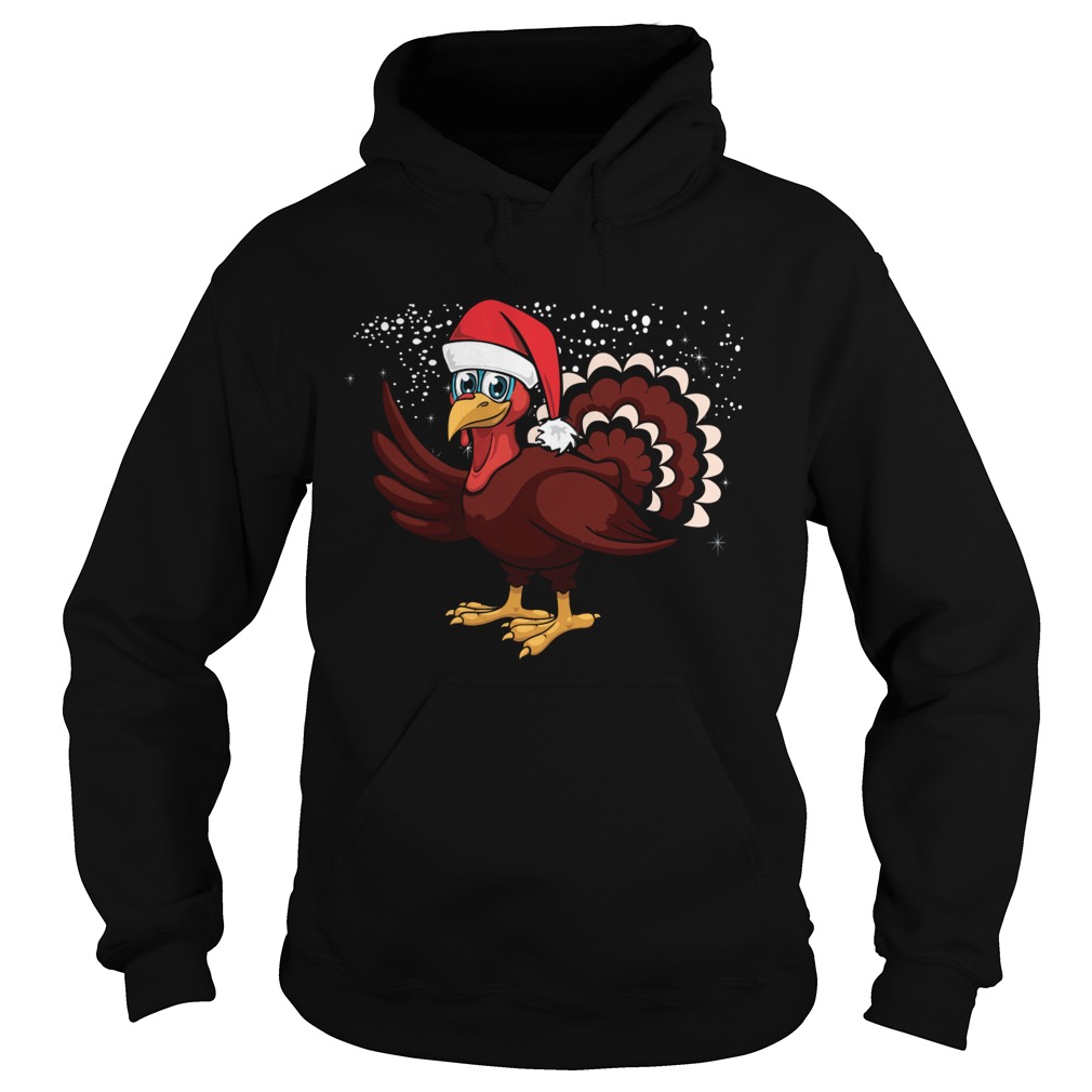 Christmas Turkey Santa Hat Shirt Hoodie