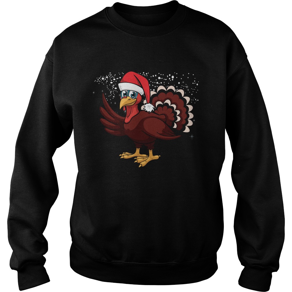 Christmas Turkey Santa Hat Shirt Sweatshirt