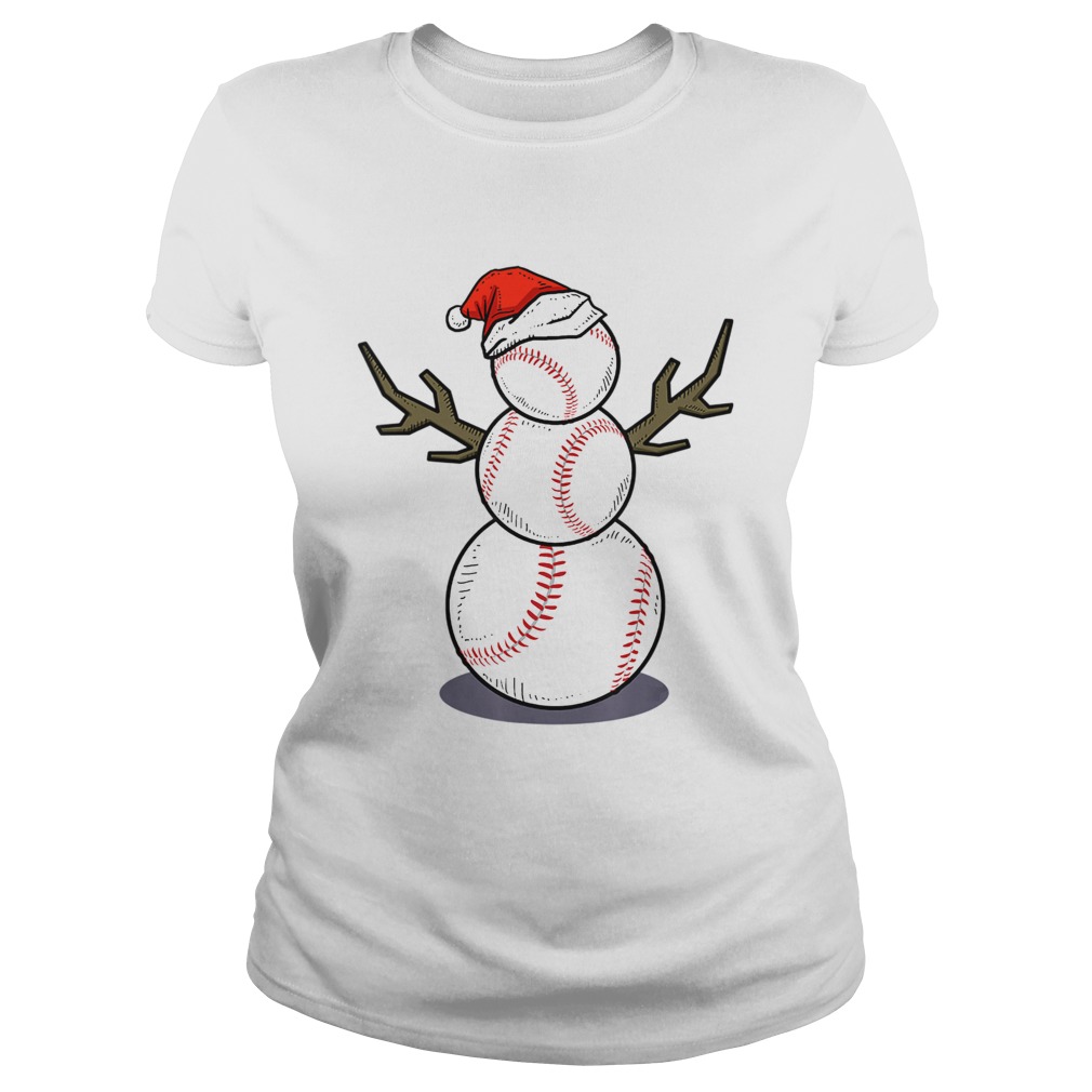 Christmas in July Summer Baseball Snowman Party Gift TShirt Classic Ladies