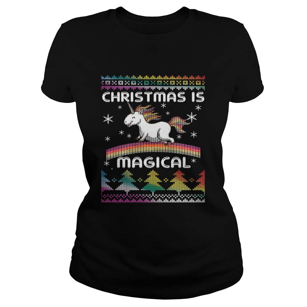 Christmas is Magical Funny Unicorn Xmas Shirt Classic Ladies