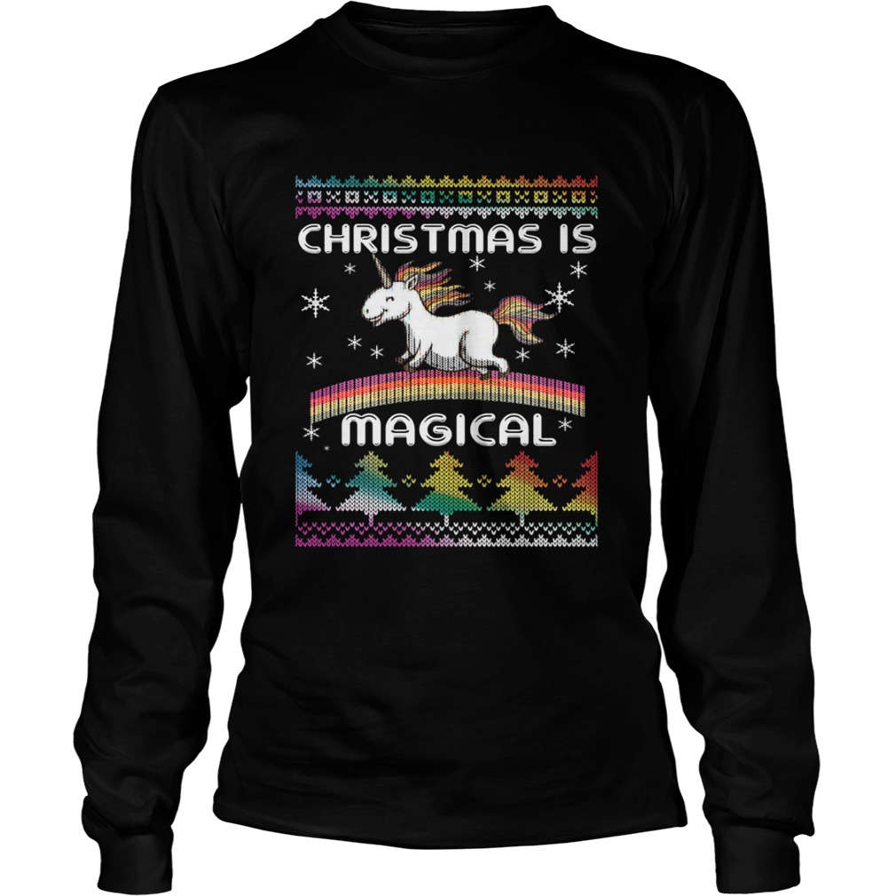 Christmas is Magical Funny Unicorn Xmas Shirt LongSleeve