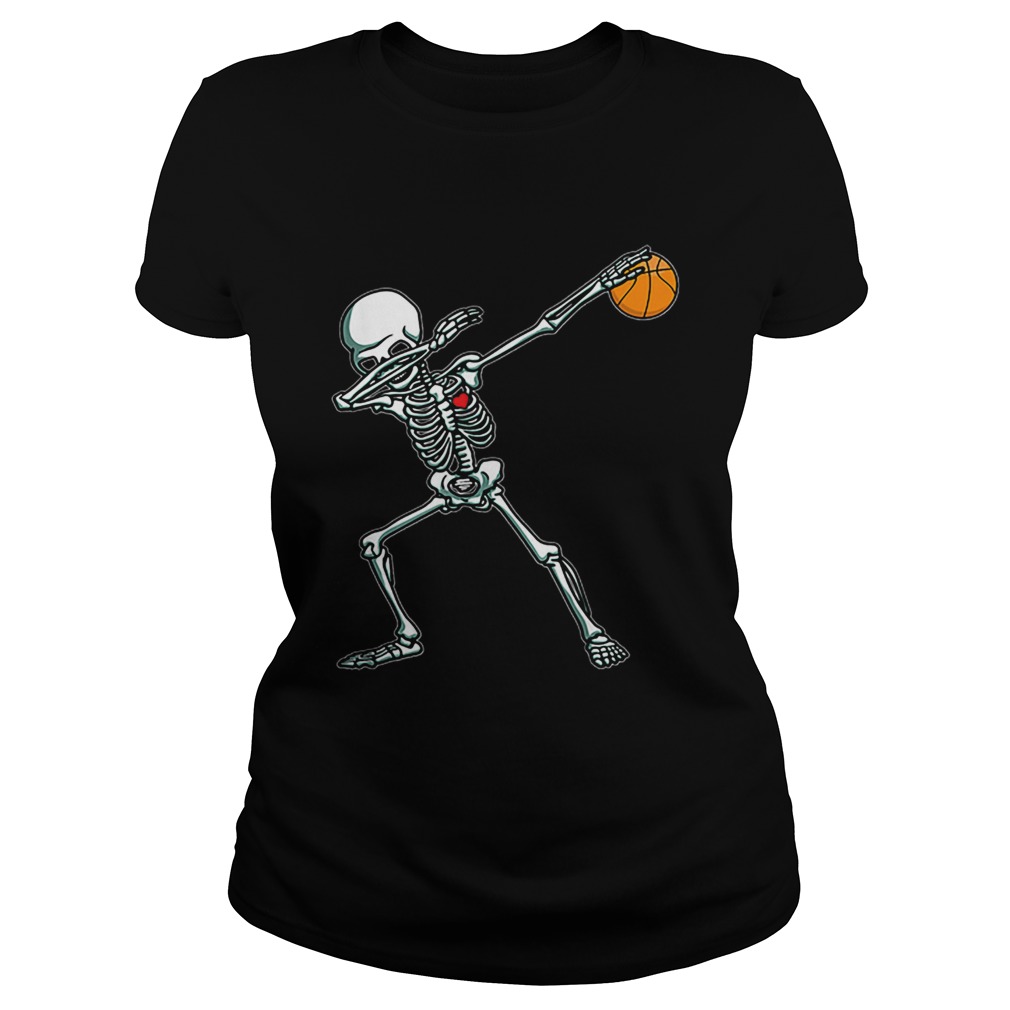 Dabbing Skeleton Basketball Funny Halloween Dab Dance Classic Ladies