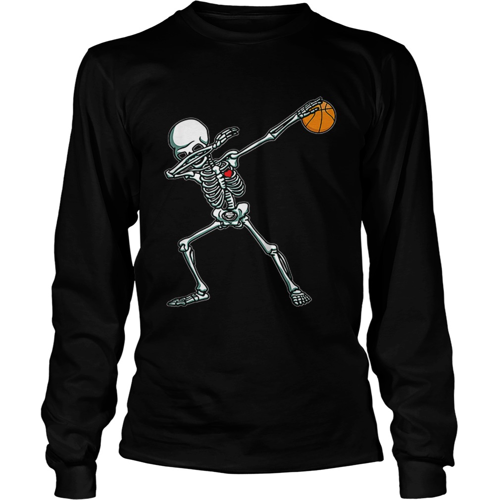 Dabbing Skeleton Basketball Funny Halloween Dab Dance LongSleeve