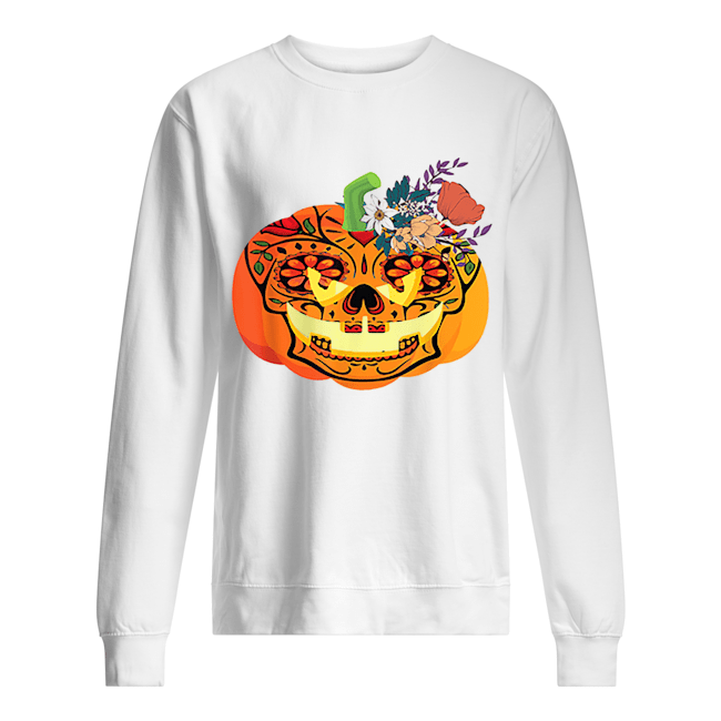 Day of the Dead Sugar skull in Pumpkin Halloween Unisex Sweatshirt