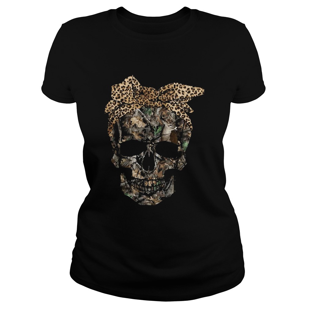 Deer hunting camouflage skull with leopard bandana Classic Ladies