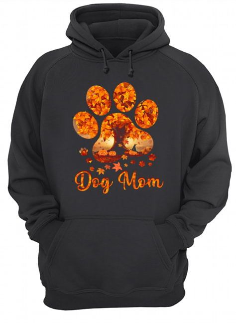 Dog Mom Autumn Leaves Halloween T-Shirt Unisex Hoodie