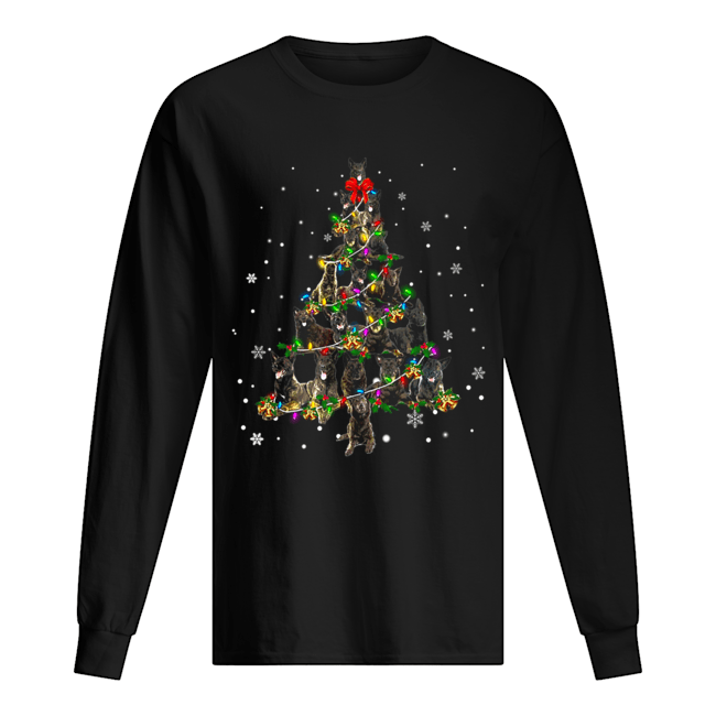 Dutch Shepherd Christmas Tree T-Shirt Long Sleeved T-shirt 