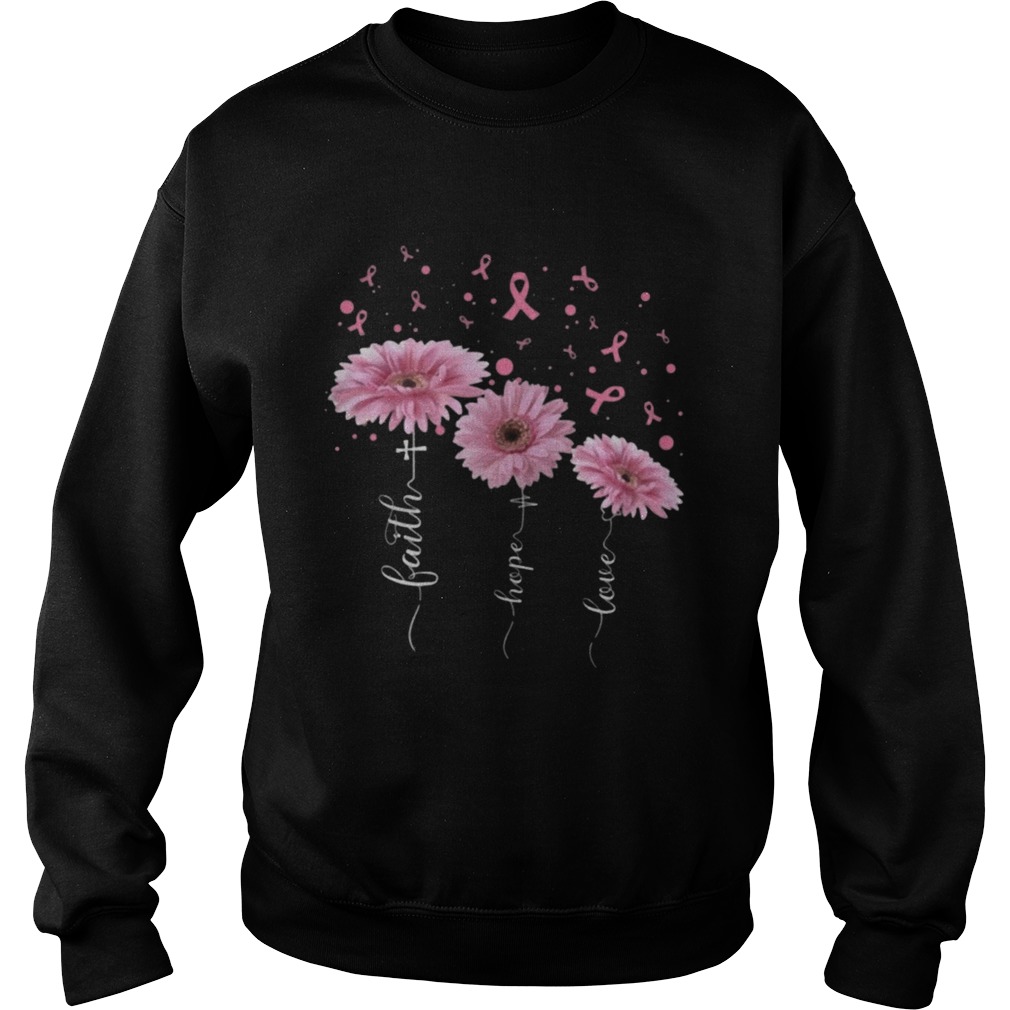 Eletees Faith Hope Love Pink Flower Breast Cancer Shirt Sweatshirt