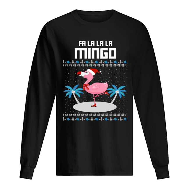 Fa La La Flamingo Ugly Christmas T-Shirt Long Sleeved T-shirt 