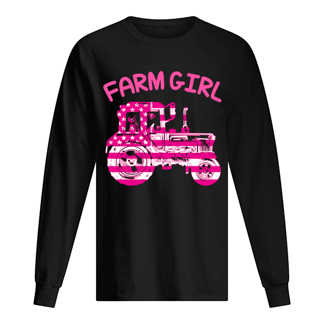 Farm Girl Pink Tractor Shirt Long Sleeved T-shirt 