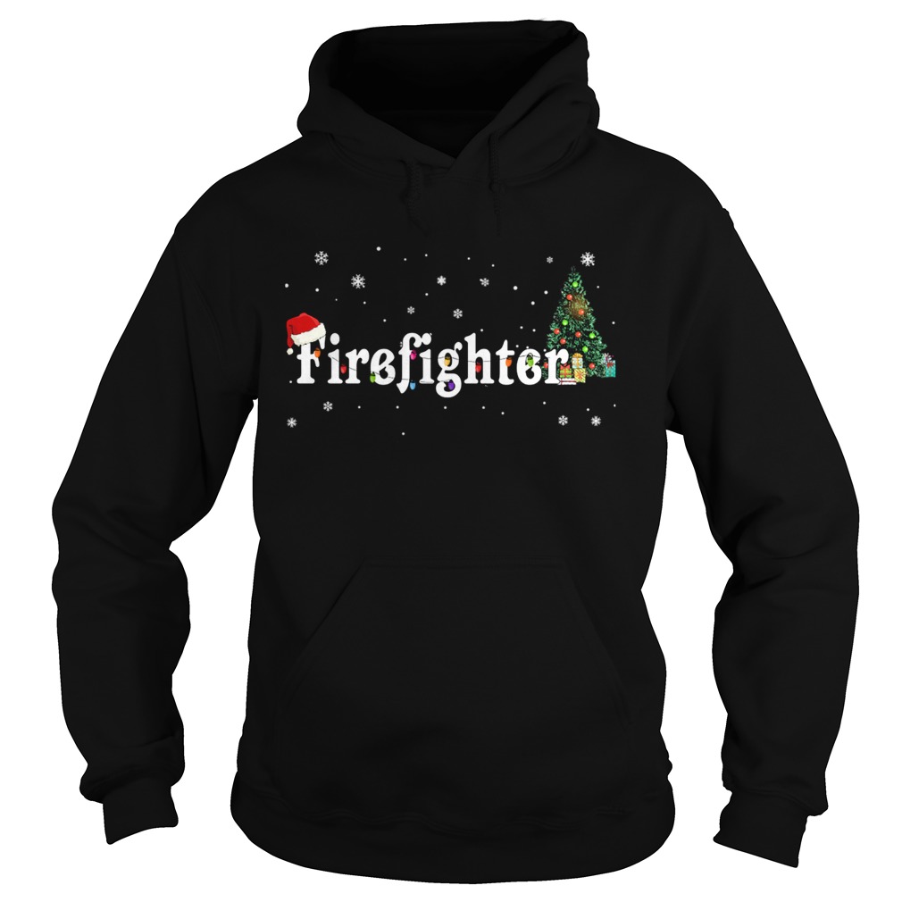 Firefighter Christmas Santa Hat Holiday TShirt Hoodie
