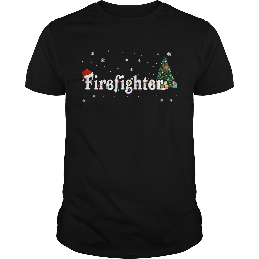 Firefighter Christmas Santa Hat Holiday TShirt