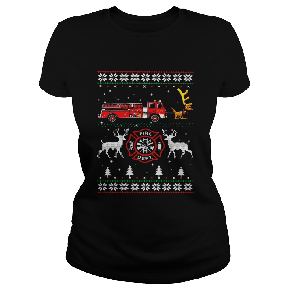 Firefighter fire dept Ugly Christmas Classic Ladies