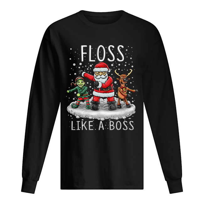 Floss Like A Boss Santa Floss Funny Christmas T Shirt Long Sleeved T-shirt 