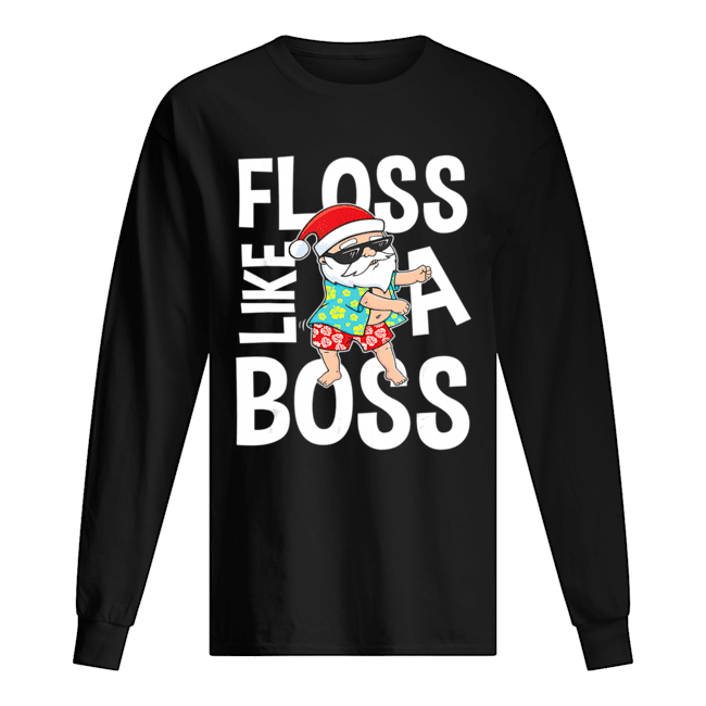 Floss Like A Boss Santa Flossing Summer T-Shirt Long Sleeved T-shirt 