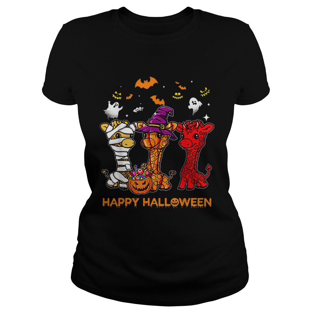 Giraffe Happy Halloween Cute Mummy Witch Pumpkin Classic Ladies