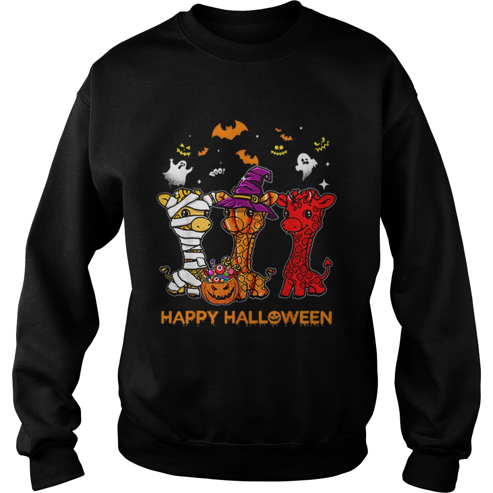 Giraffe Happy Halloween Cute Mummy Witch Pumpkin Sweatshirt
