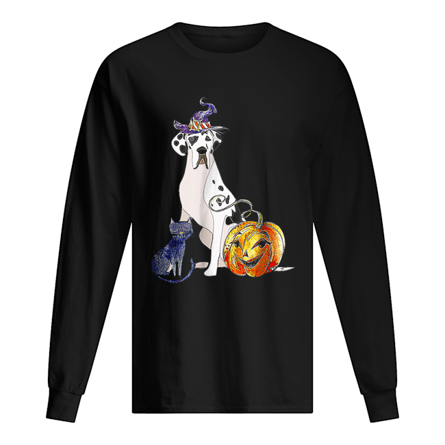Great Dane Dog Halloween Harlequin Long Sleeved T-shirt 