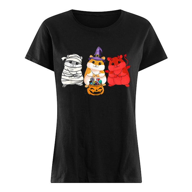 Guinea Pigs happy Halloween, Cute mummy witch demon Classic Women's T-shirt