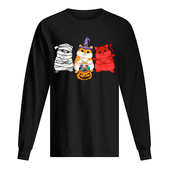 Guinea Pigs happy Halloween, Cute mummy witch demon Long Sleeved T-shirt 
