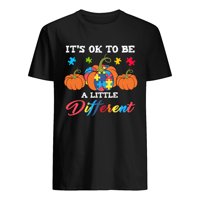 Halloween Autism Pumpkin It's OK to be a little different T-Shirt