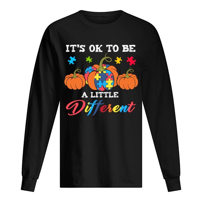 Halloween Autism Pumpkin It's OK to be a little different T-Shirt Long Sleeved T-shirt 