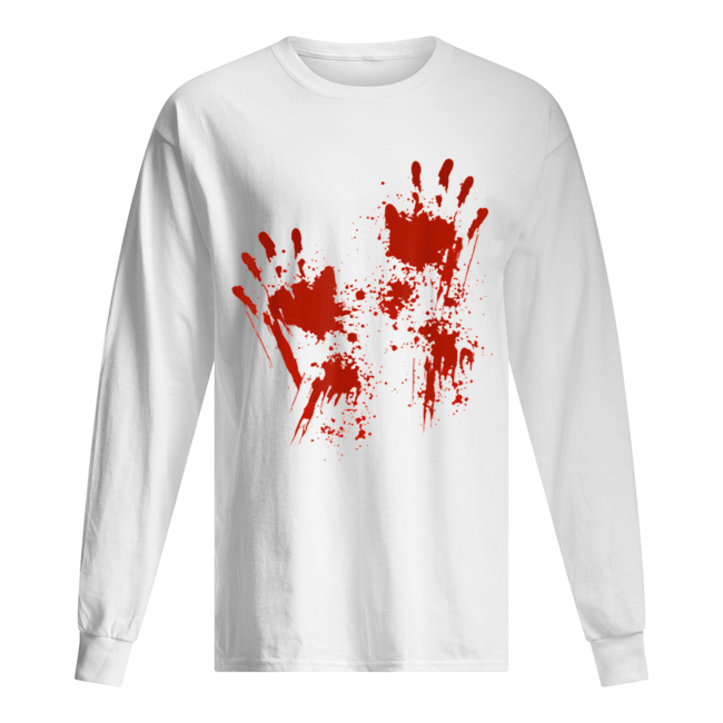 Halloween Blood Hands Costume Zombie Outfit Long Sleeved T-shirt 