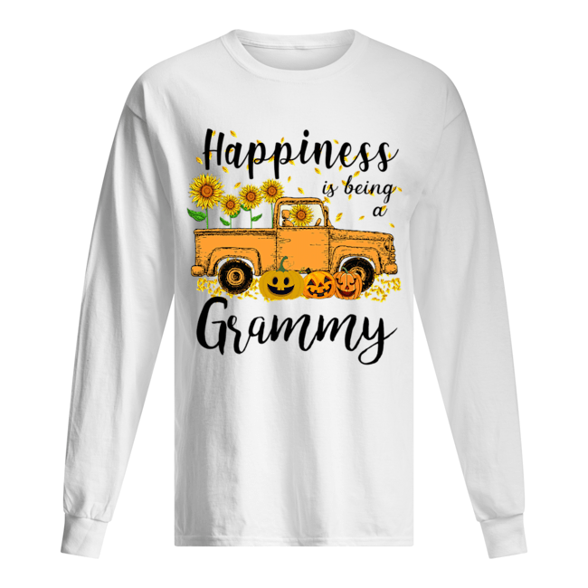 Halloween Car Pumpkin Happiness Is Being A Grammy T-Shirt Long Sleeved T-shirt 