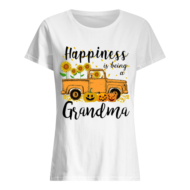 Halloween Car Pumpkin Happiness Is Being A Grandma T-Shirt Classic Women's T-shirt
