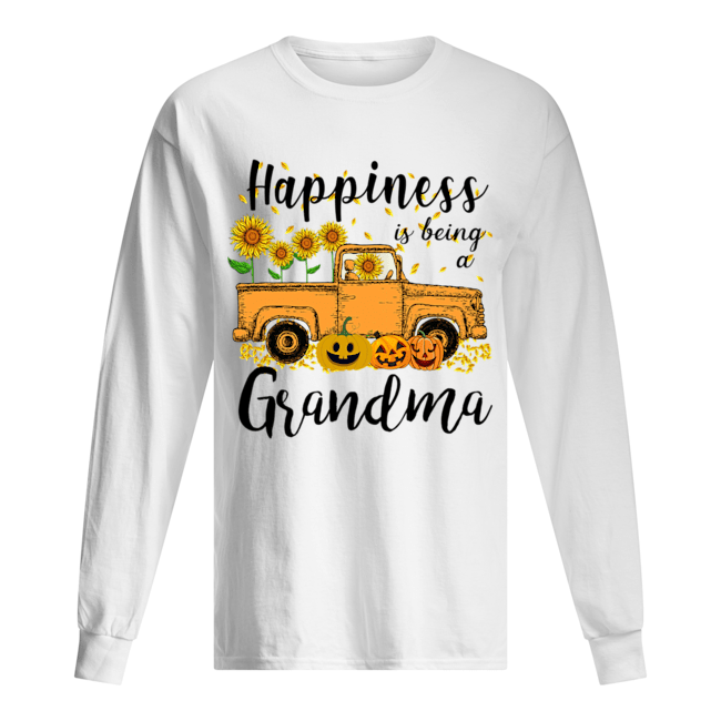 Halloween Car Pumpkin Happiness Is Being A Grandma T-Shirt Long Sleeved T-shirt 
