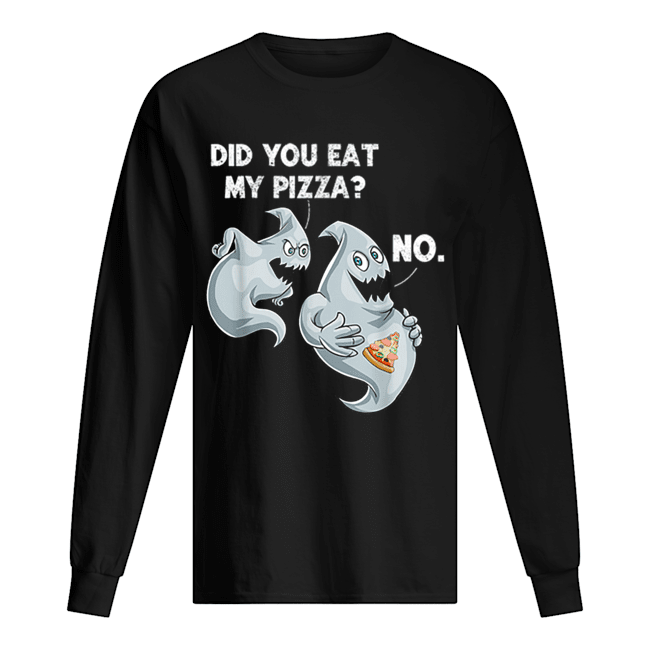 Halloween Ghost Pizza Funny Food Gift Mens Women Boy Long Sleeved T-shirt 