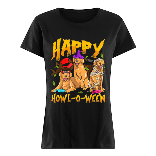 Halloween Golden Retriever Mom Dad HAPPY HOWL-O-WEEN Goldies Classic Women's T-shirt